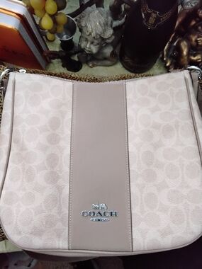 Coach Signature Crossbody Bag in Light Beige And Taupe